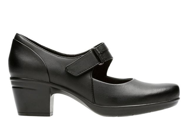 Women's Clarks Emslie Lulin Mary Jane Heels in Black color