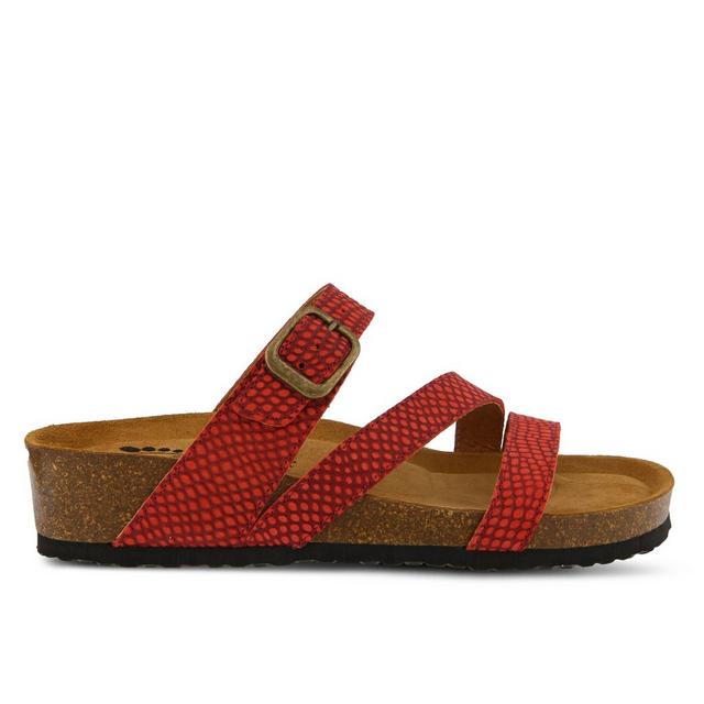 Women's SPRING STEP Flossie Footbed Sandals in Red color