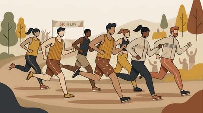 Animated image of people running in a 5k race