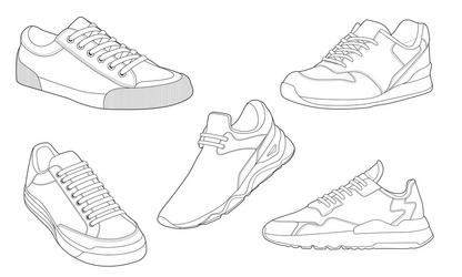 Sketches of different types of sneakers