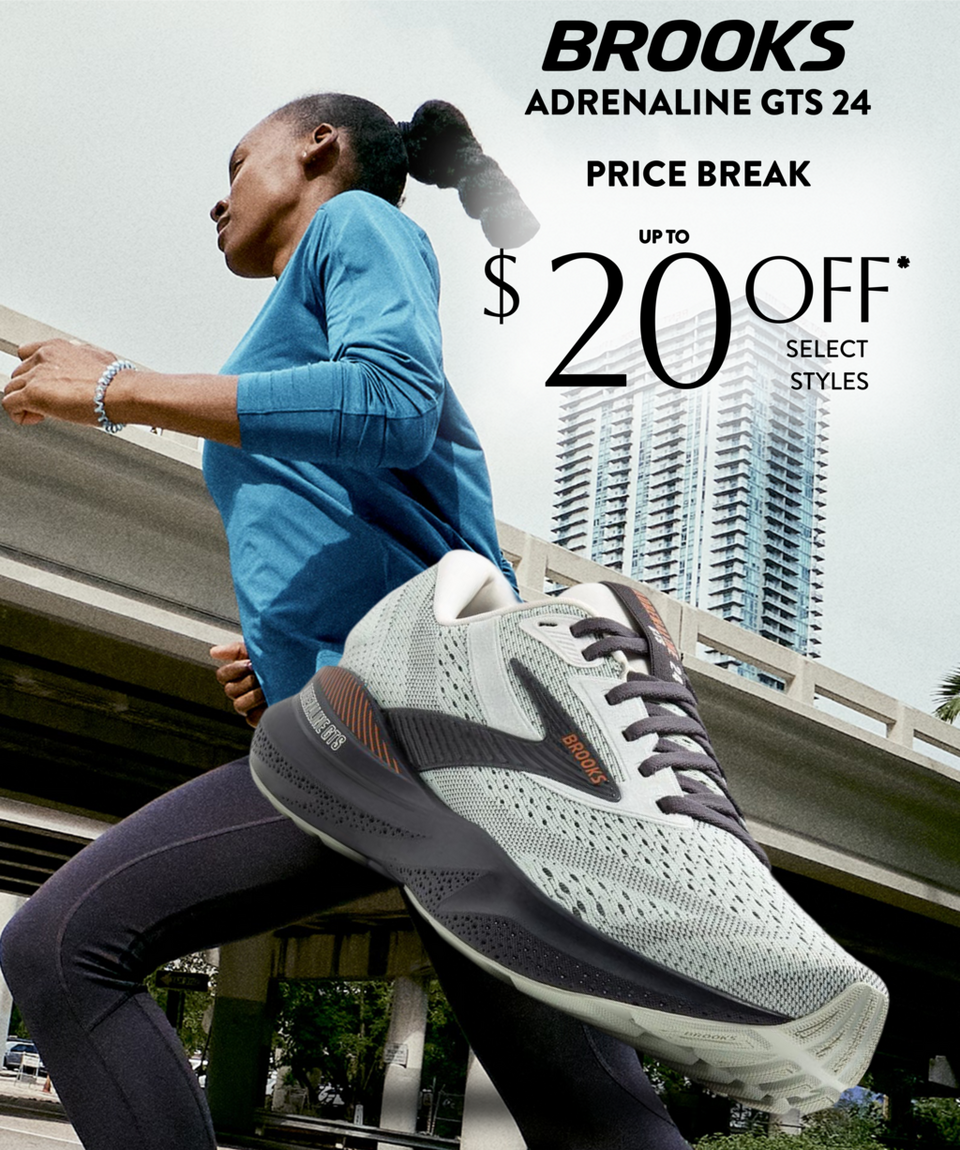 Save up to $20 off select Brooks including the Adrenaline GTS 24! 