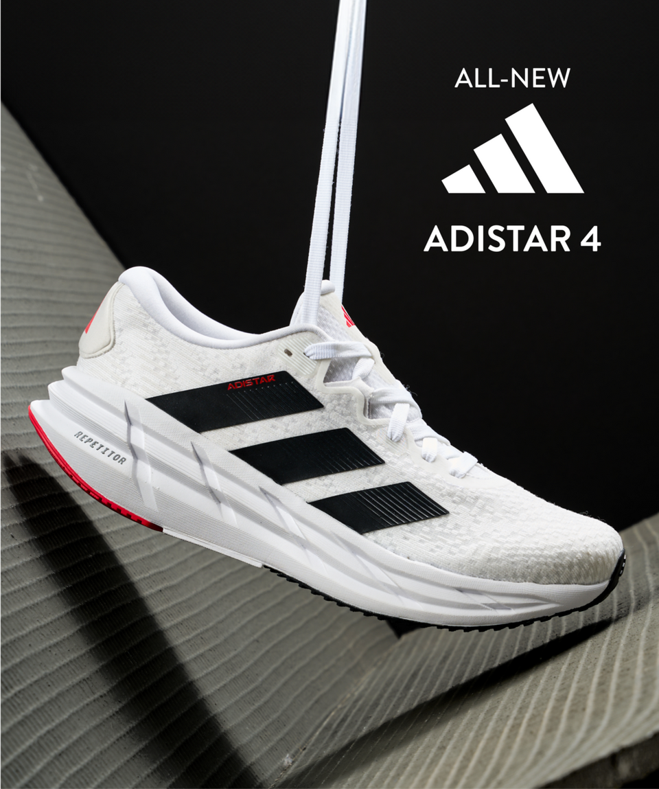 Push your limits with the all new Adidas Adistar 4 - engineered for distance, comfort, and support.