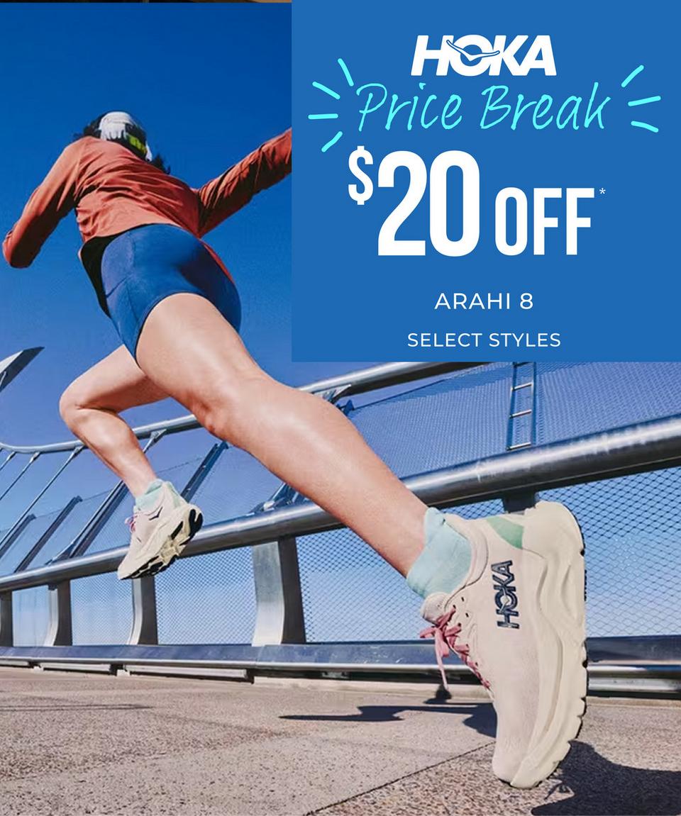 Hoka Price Break - Save $20 on the Hoka Arahi 8, click to shop now!