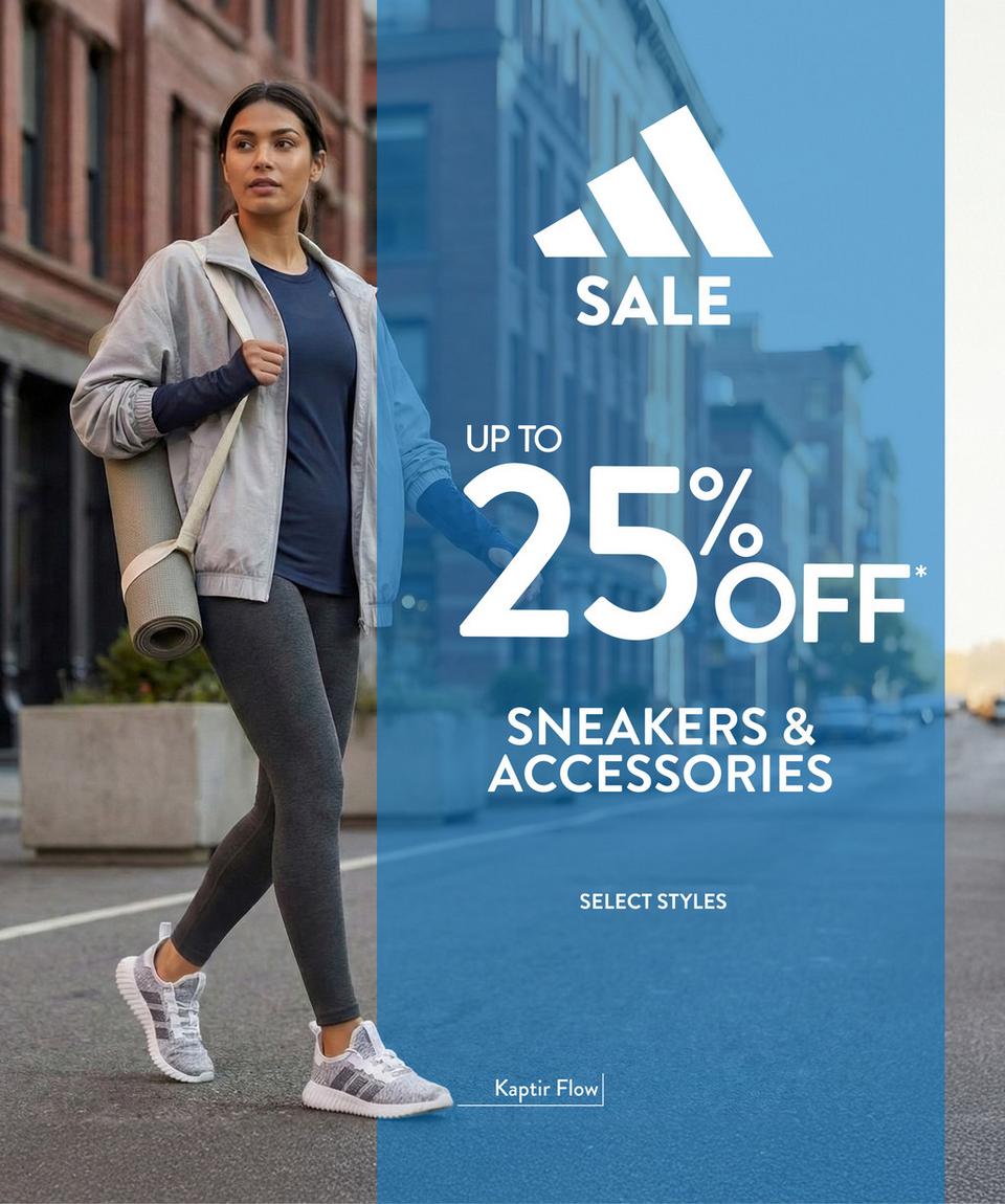Save up to 25% off select Adidas sneakers and accessories.