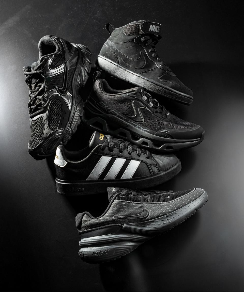 Fade to black with trendy sneakers from Nike, Adidas and more. 