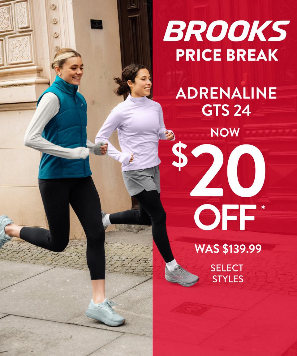 Save $20 off Men's and Women's Brooks Adrenaline GTS 24!