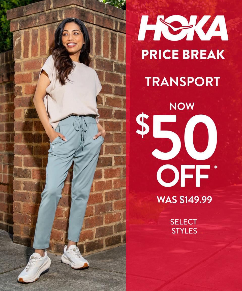 Save $50 off Men's and Women's Hoka Transport! 