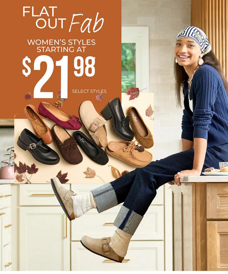 Flat our fab! Shop flats starting at $21.98