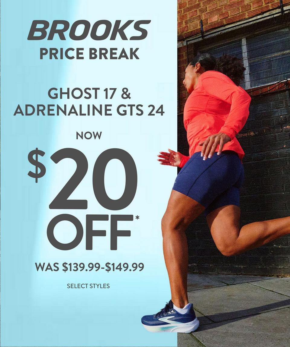 Save $20 on Brooks Adrenaline GTS 24 & Brooks Ghost 17
