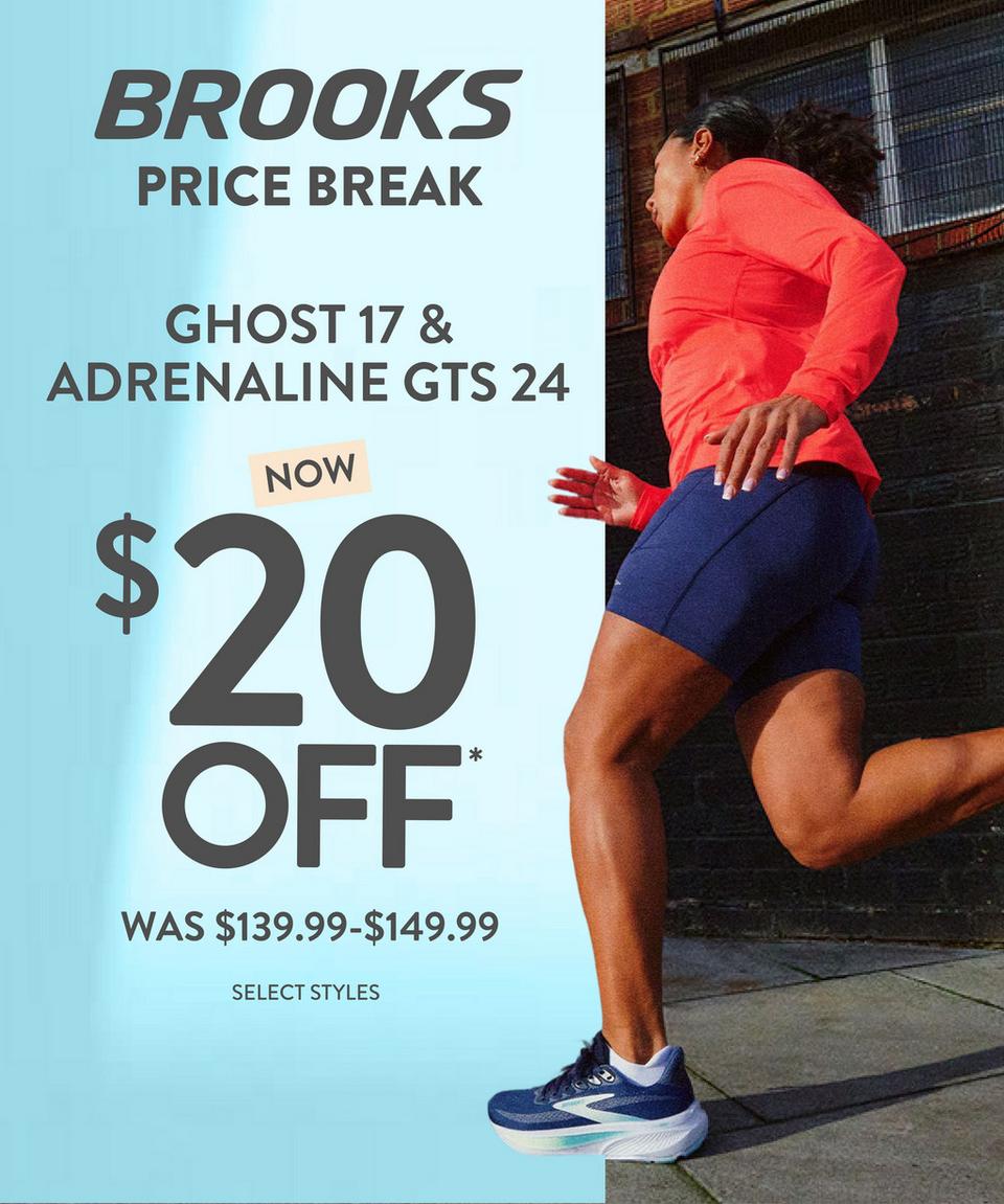Save $20 on Brooks Adrenaline GTS 24 & Brooks Ghost 17