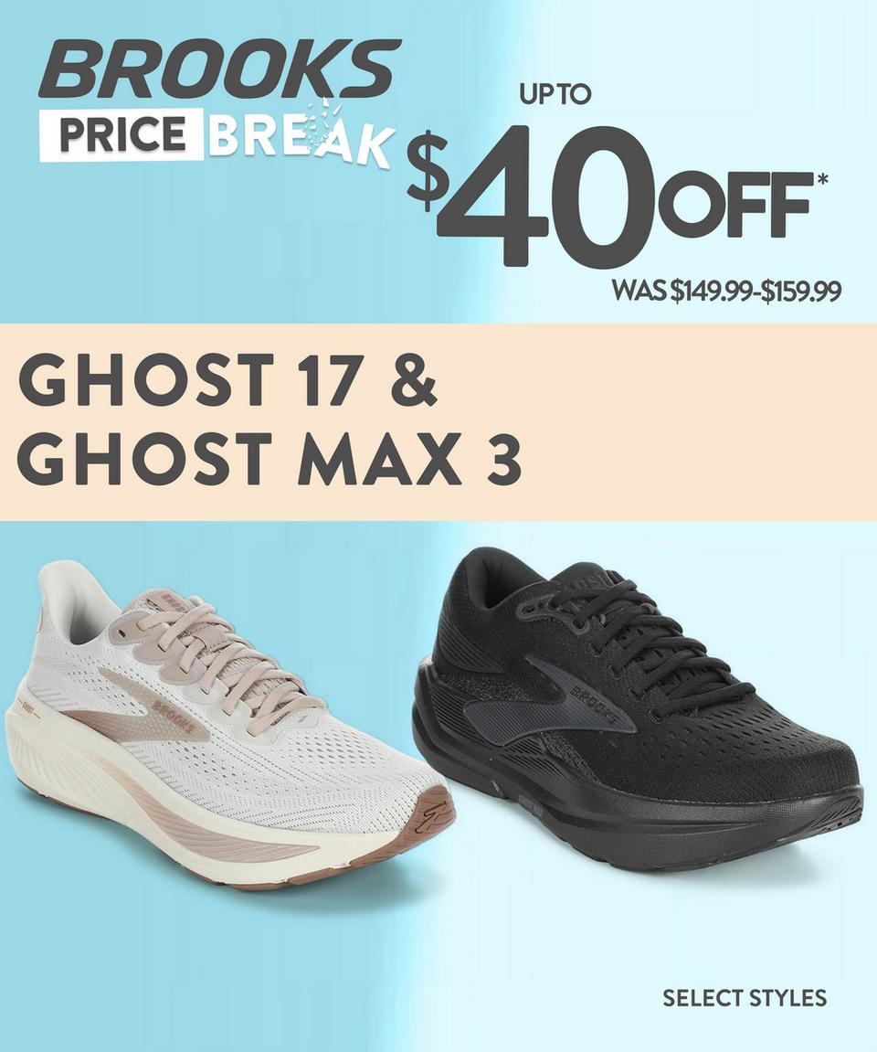Save up to $40 on the Brooks Ghost 17 and Ghost Max 3!