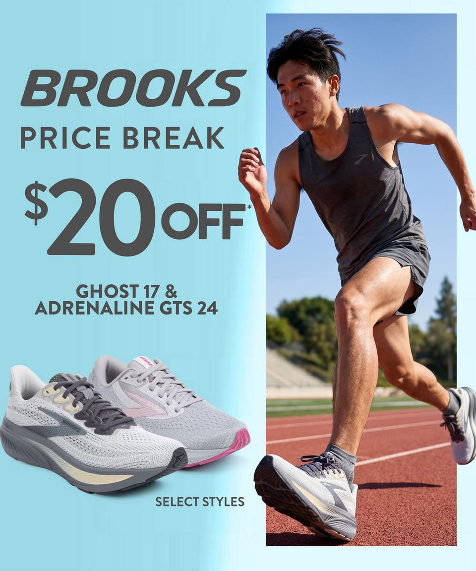 Shop Brooks Ghost 17 and Adrenaline GTS 24 now $20 off!