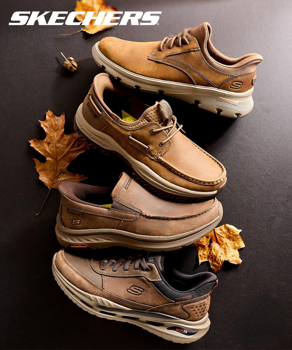 Fall for leather with Skechers men's styles. 