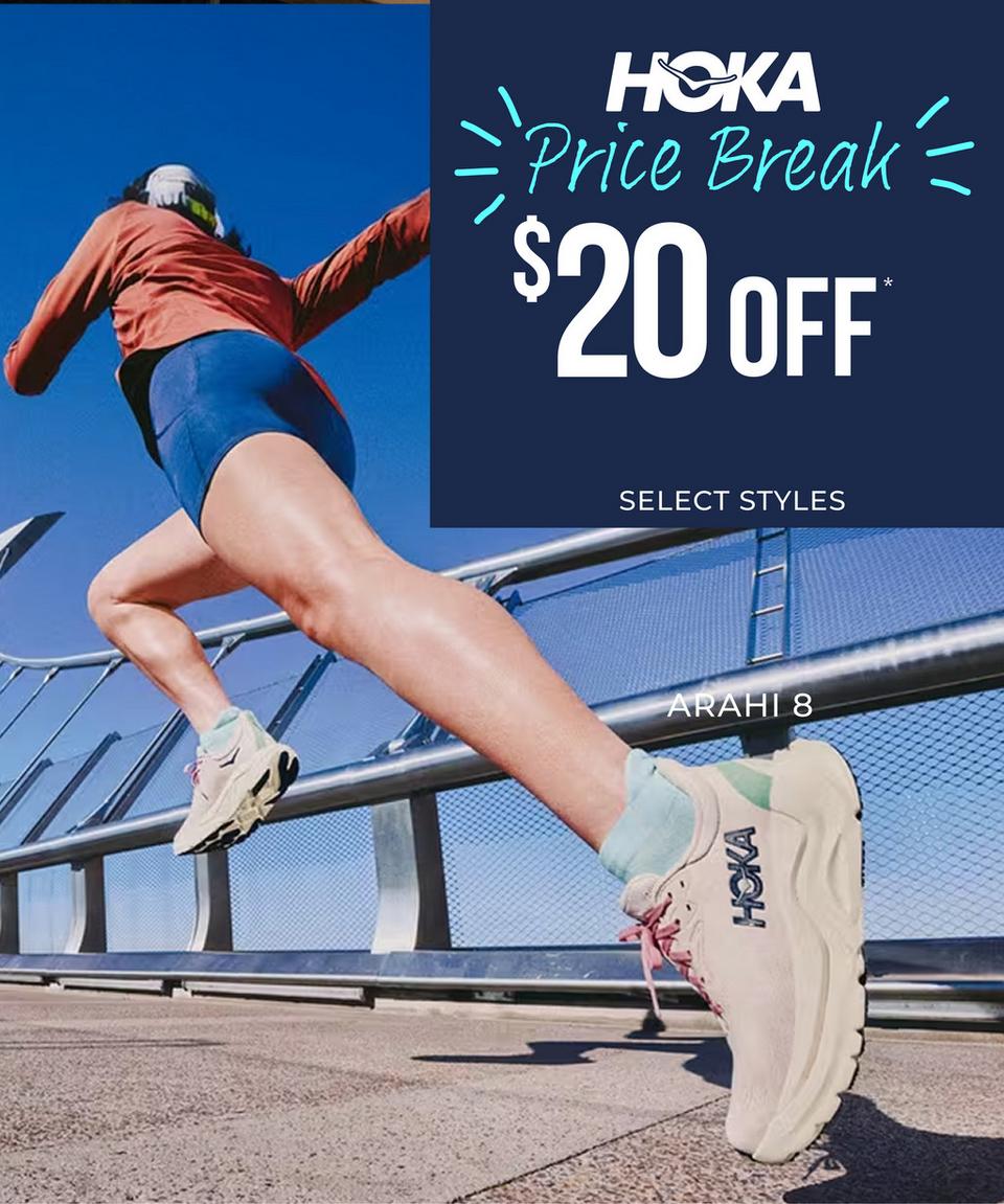 Hoka Price Break - Save $20 on the Hoka Arahi 8, click to shop now!