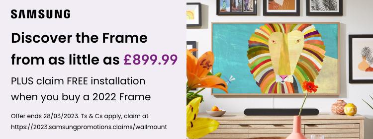 Samsung - the Frame from as little as £899 plus free installation - offer ends 28/08/2023 - claim at https://2023.samsungpromotions.claims/wallmount