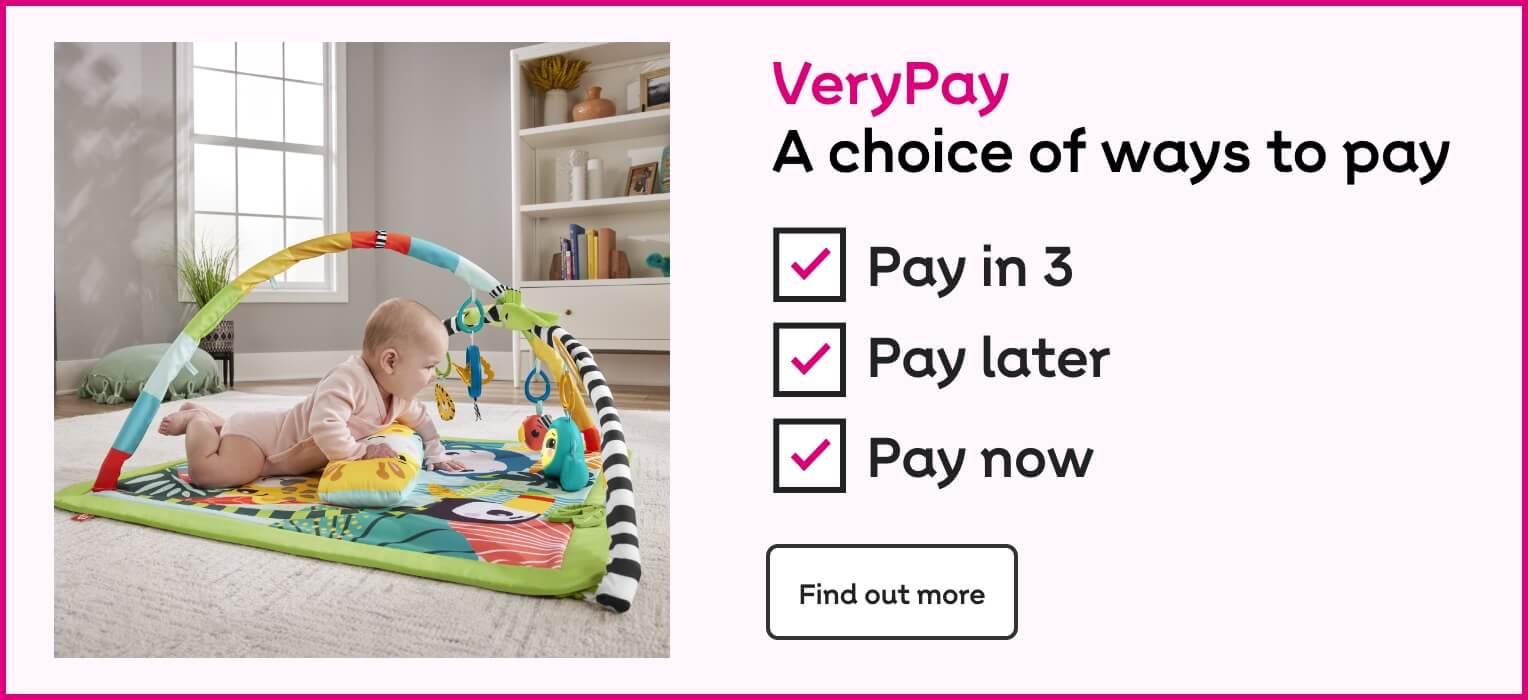 VeryPay. A choice of ways to pay: Pay in 3, Pay later or Pay now. Find out more