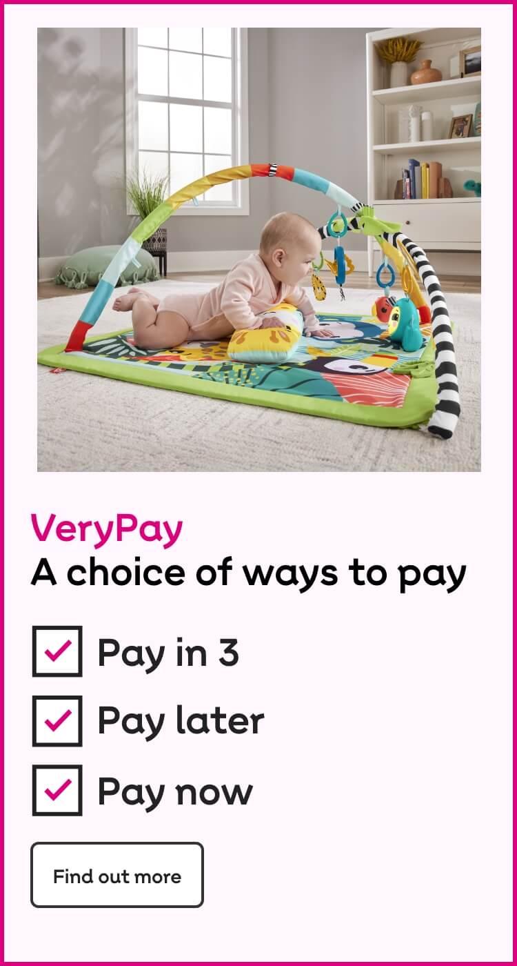 VeryPay. A choice of ways to pay: Pay in 3, Pay later or Pay now. Find out more