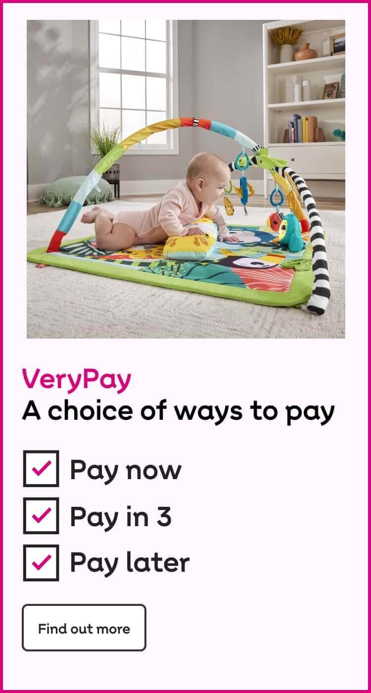 VeryPay. A choice of ways to pay: Pay in 3, Pay later or Pay now. Find out more