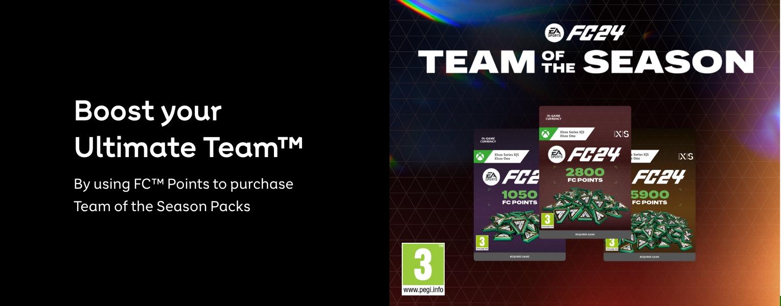 Boost your Ultimate Team™ By using FC™ Points to purchase team of the Season Packs.