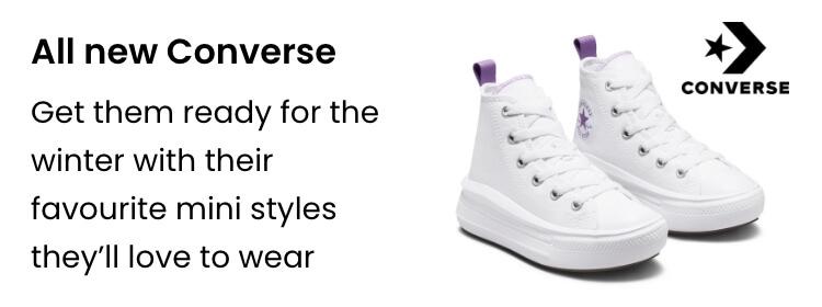 All new Converse. Get them ready for the winter with their favourite mini styles they'll love to wear.