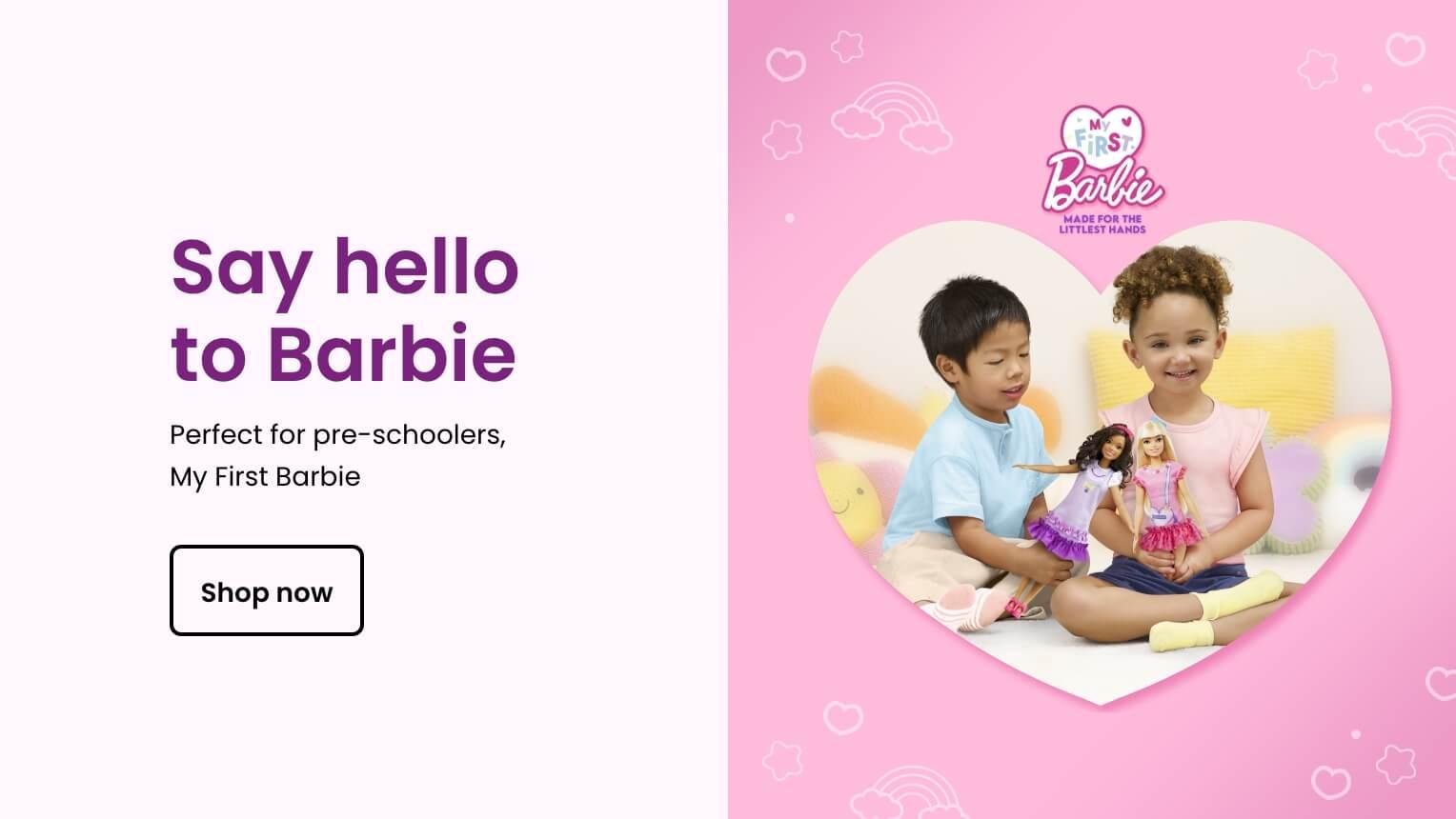 Say hello to Barbie. Perfect for pre-schoolers, My First Barbie