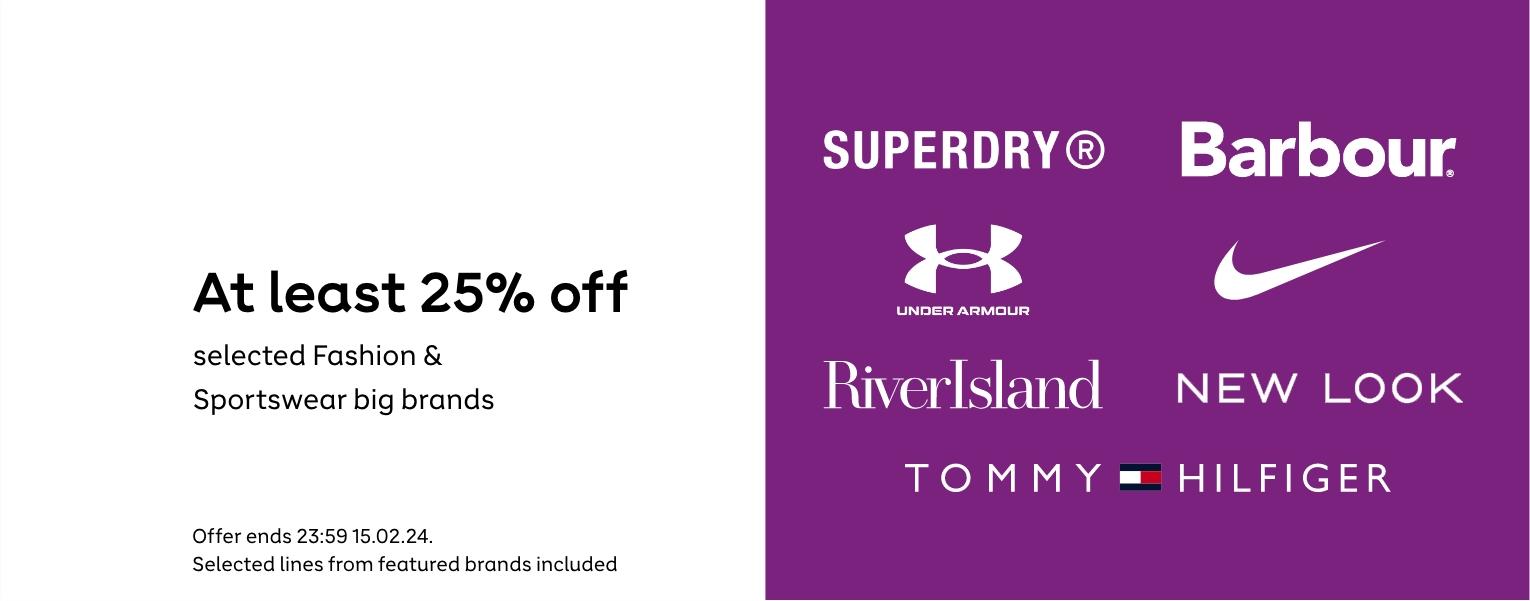 At least 20% off selected Fashion & Sportswear big brands. Offer ends 23:59 15.02.24. Selected lines from featured brands included