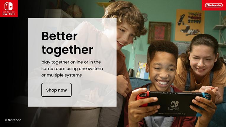 Nintendo Switch. Better together. Play together online or in the same room using one system or multiple systems.