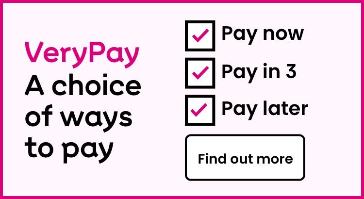 Very Pay - A choice of ways to pay, Pay now, Pay in 3 or Pay later. Find out more