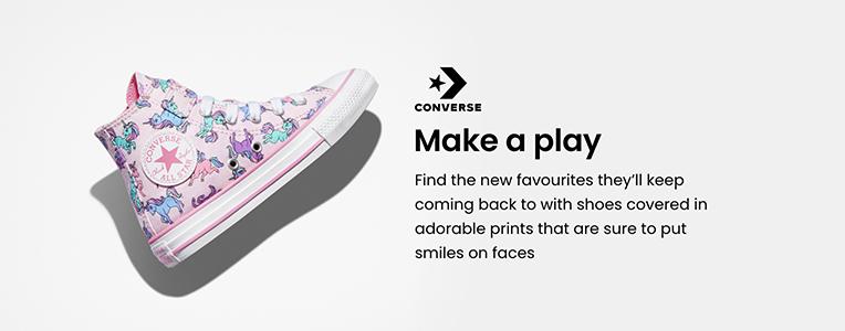 Converse. Make a play. Find the new favourites they'll keep coming back to with shoes covered in adorable prints that are sure to put smiles on faces.