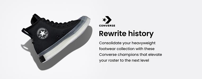 Converse. Rewrite history. Consolidate your heavyweight footwear collection with these Converse champions that elevate your roster to the next level.