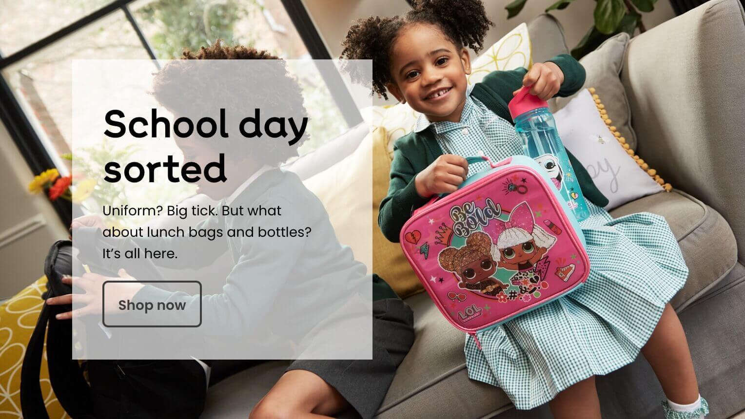 School day sorted. Uniform? Big tick. But what about lunch bags and bottles? It’s all here.