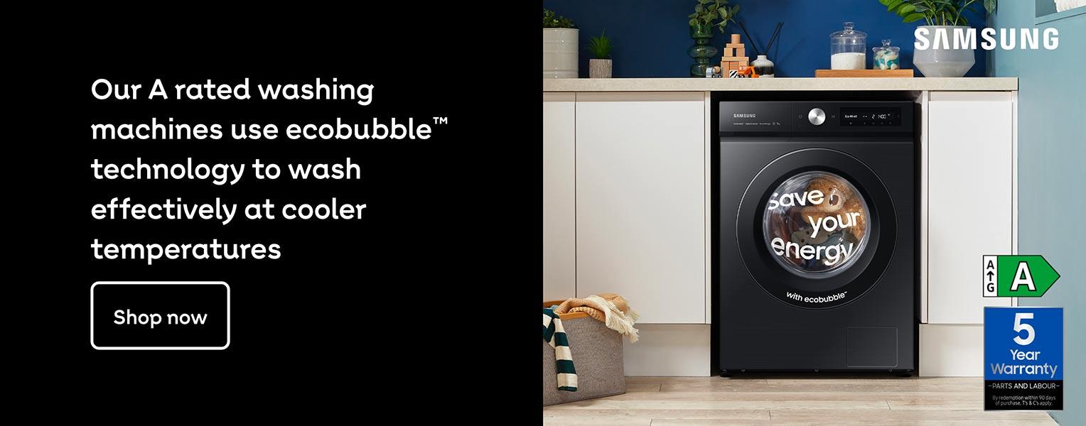 Our A rated washing machines use ecobubble technology to wash effectively at cooler temperatures
