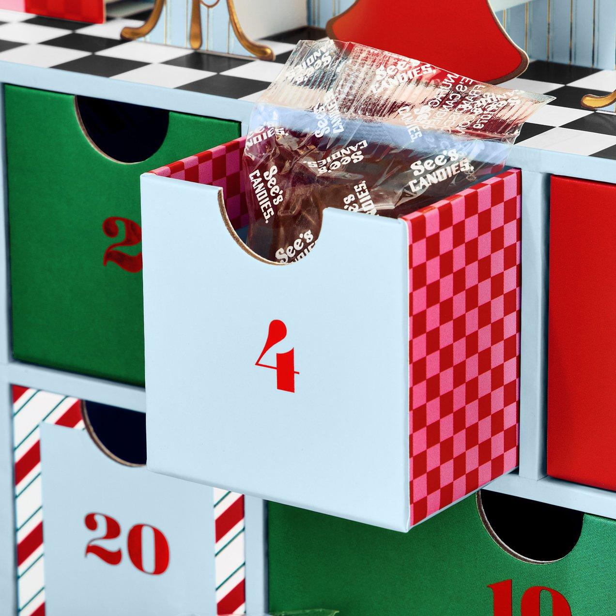 individually wrapped treats tucked into pull-out drawers
