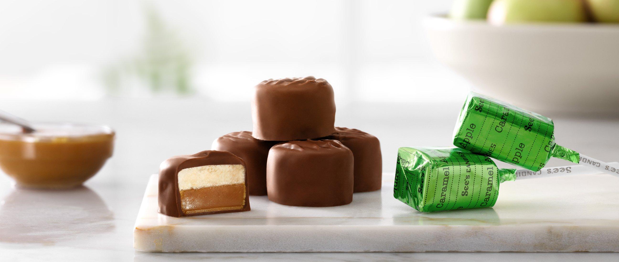 Close up of Caramel Apple Scotchmallow and Lollypops