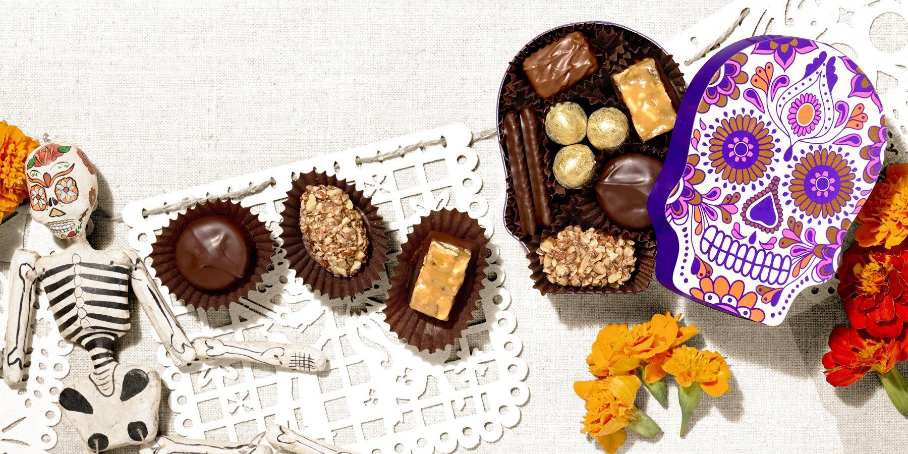 Honor traditions with See's Dia De Los Muertos Assorted Chocolates Boxes