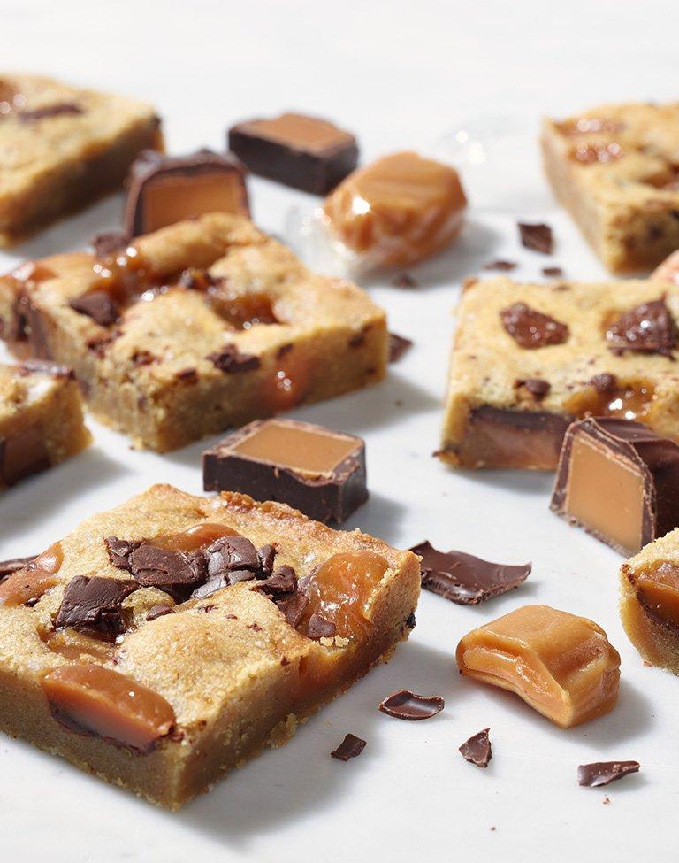 Blonde brownies with bits of See's Candies caramel pieces
