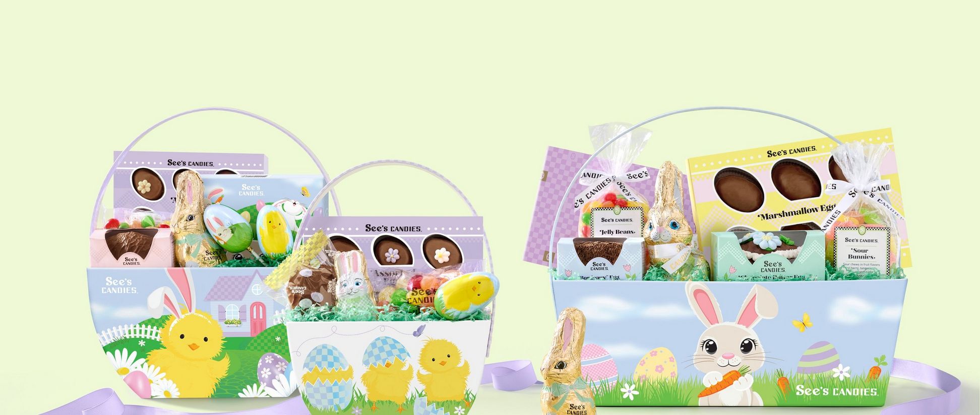 Featuring pre-made Easter gift baskets