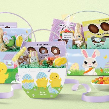 Various See's Candies Easter Baskets