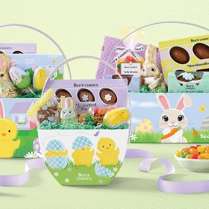 Various See's Candies Easter Baskets