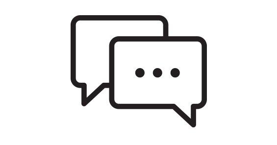 An icon of two text bubbles overlapping.