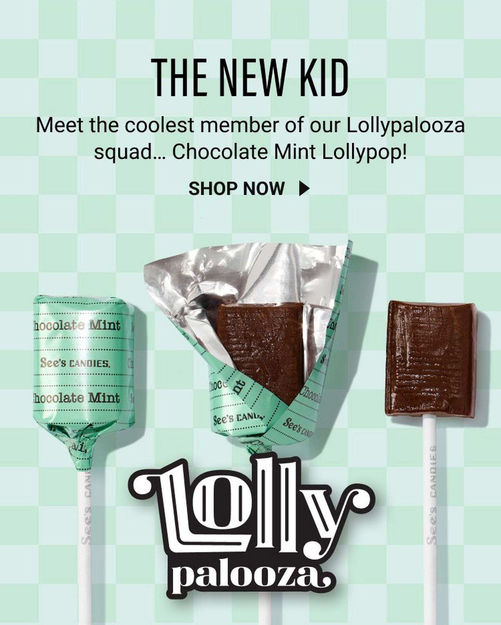 The New Kid, featuring our new Chocolate Mint Lollypop