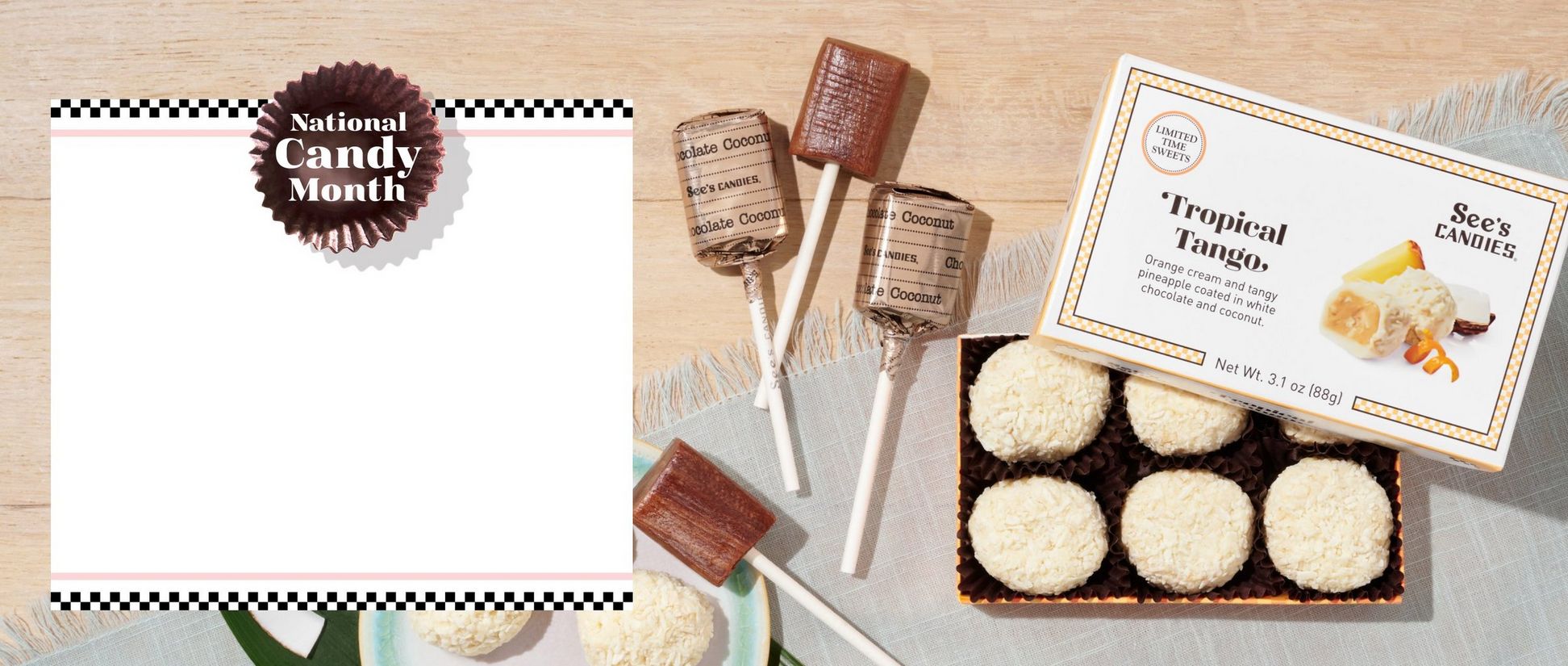Close up of Tropical Tango and more treats for National Candy Month