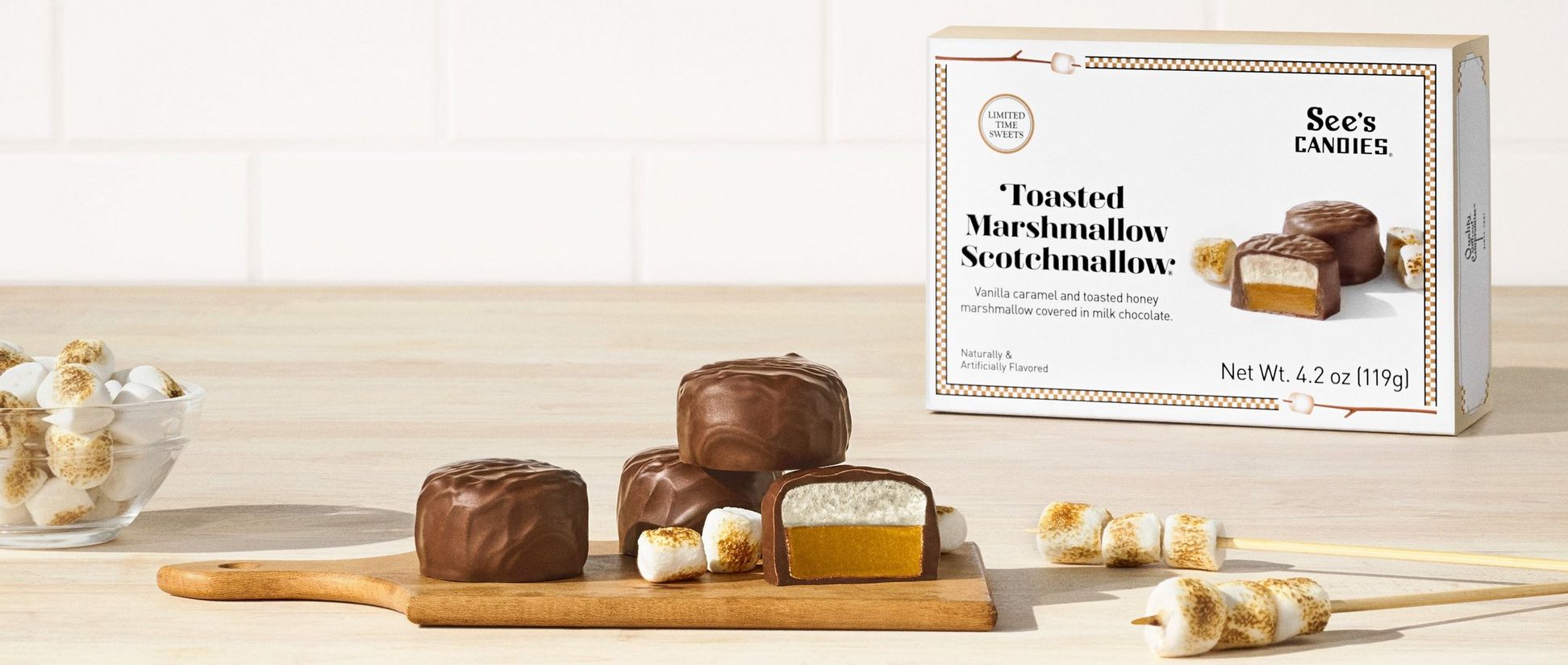 A box of milk chocolate toasted marshmallow scotchmallows