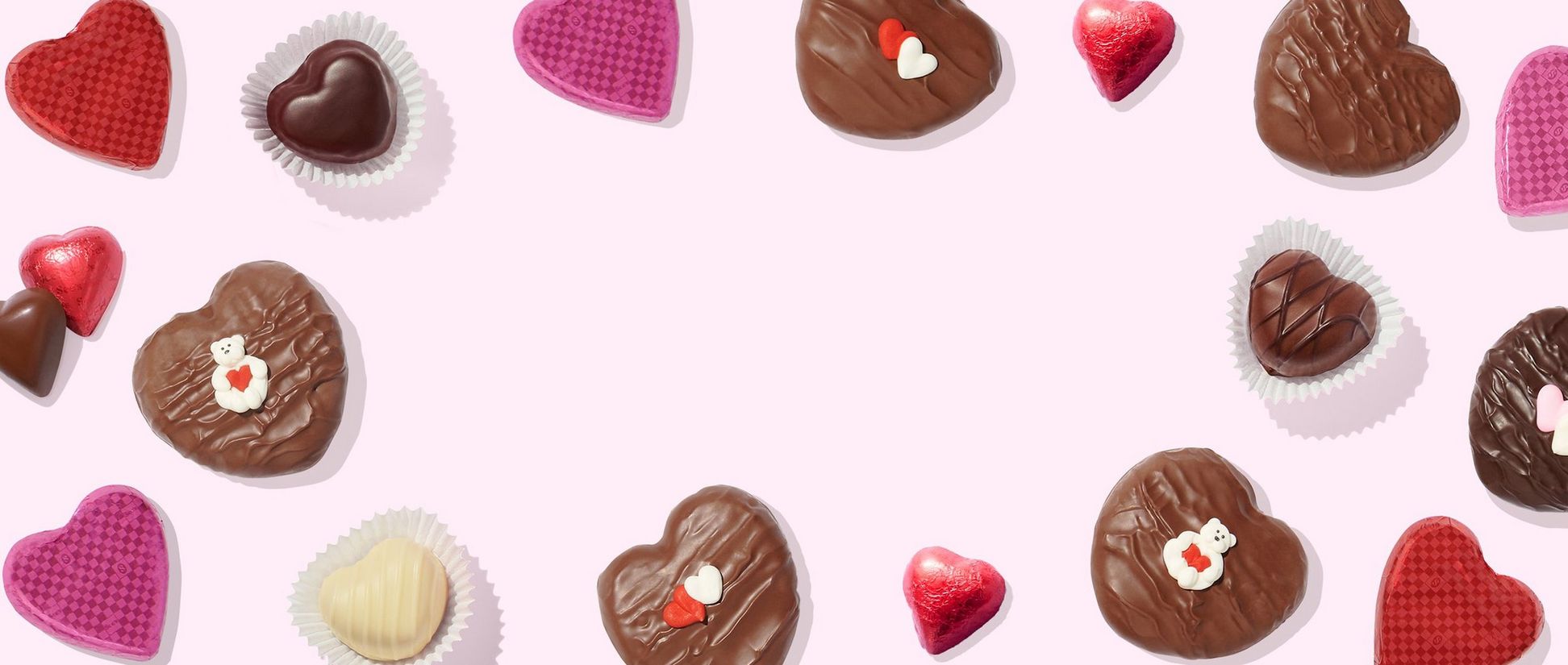 An assortment of See's Candies Heart Shaped Chocolates
