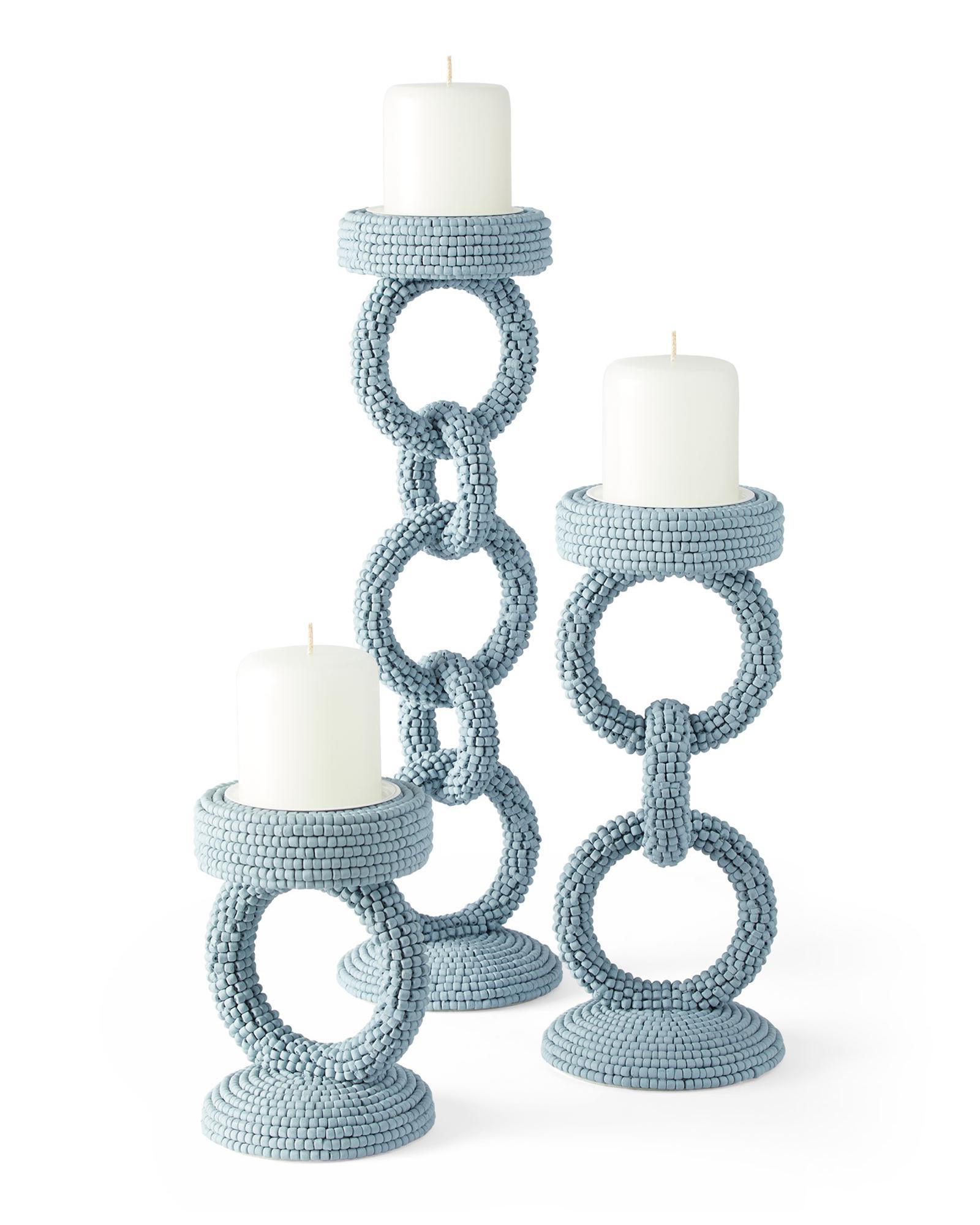 Del Sur Pillar Candle Holder - Small, Coastal Blue by Serena & Lily