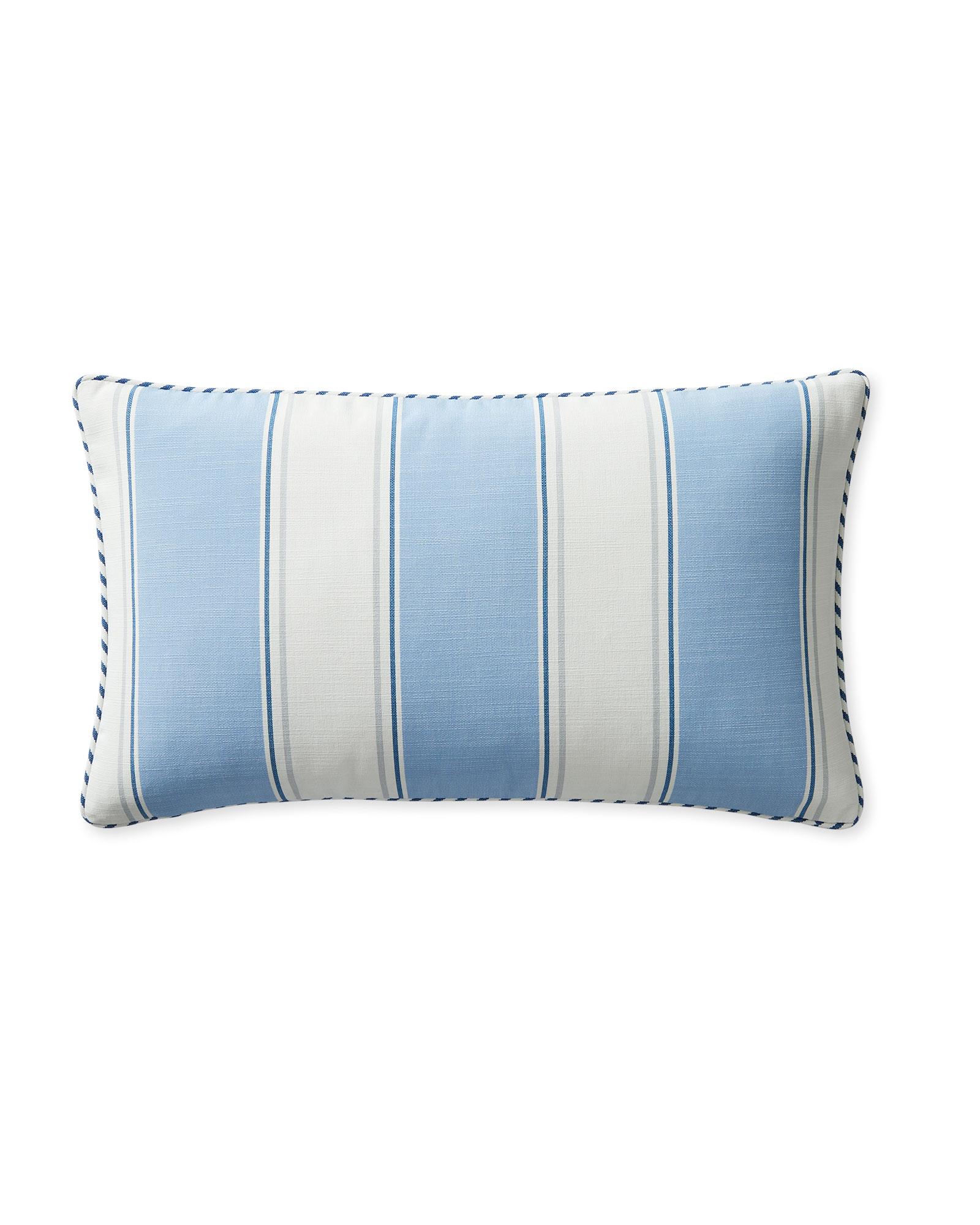 Perennials Port Stripe Outdoor Pillow Cover - 12" x 21", Hydrangea by Serena & Lily