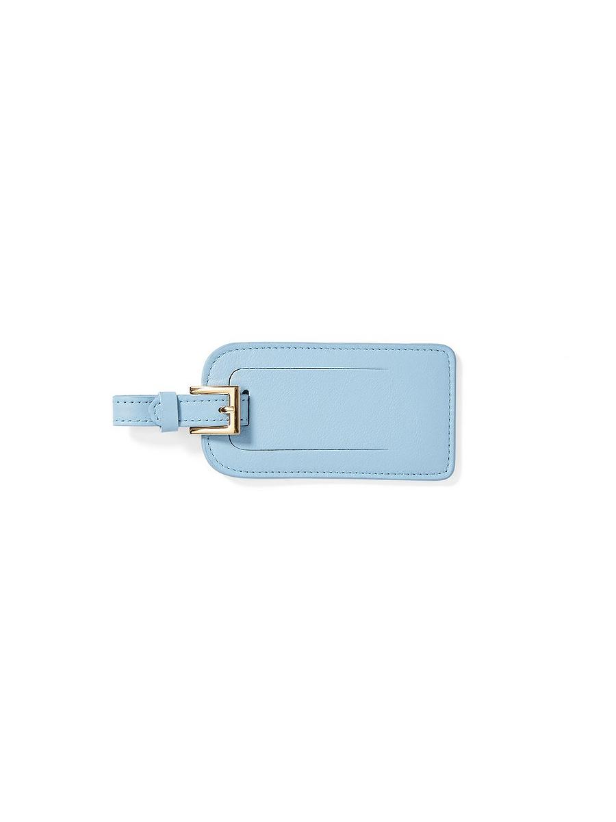 Blue leather luggage tag shop