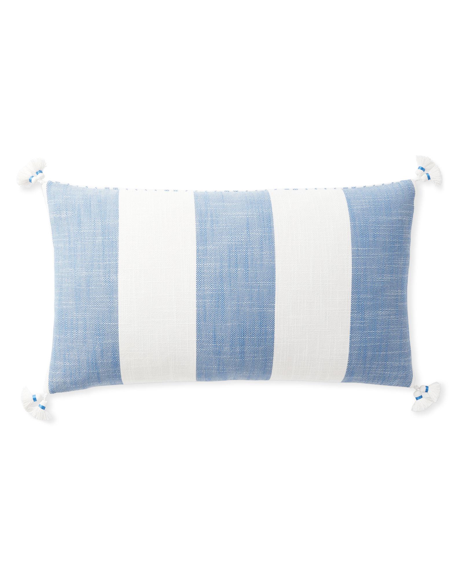 Bay Stripe Outdoor Pillow Cover - 12" x 21", French Blue by Serena & Lily