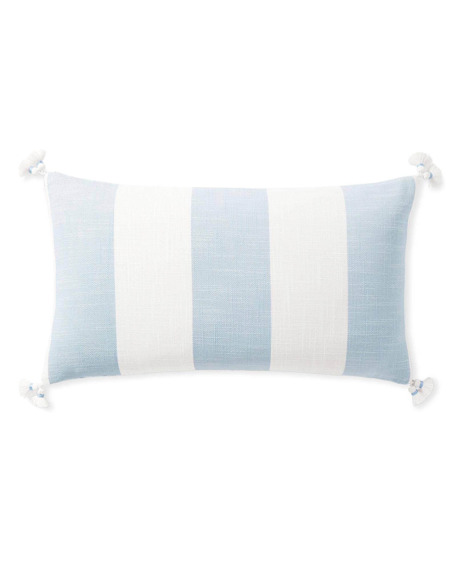 Bay Stripe Outdoor Pillow Cover - 12" x 21", Coastal Blue by Serena & Lily