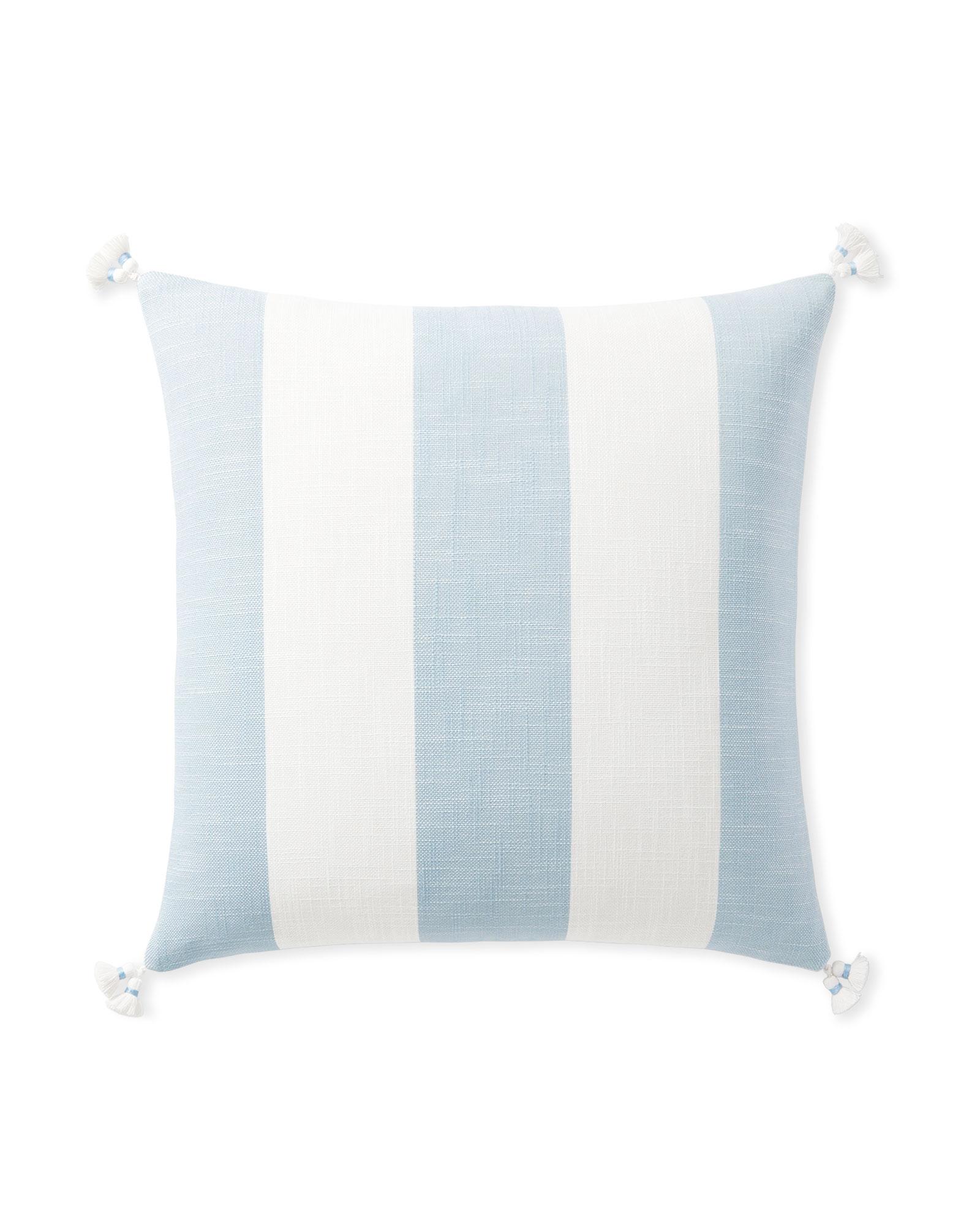 Bay Stripe Outdoor Pillow Cover - 20" SQ, Coastal Blue by Serena & Lily